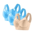 thumbnail image 1 of Womens 3 Pack Everyday Bras, Seamless Bras for Women Wirefree, V Mesh Comfortable Plus Size Bralette No Underwire Push Up Everyday Bras Wireless T-Shirt Bra L-6XL, 1 of 2