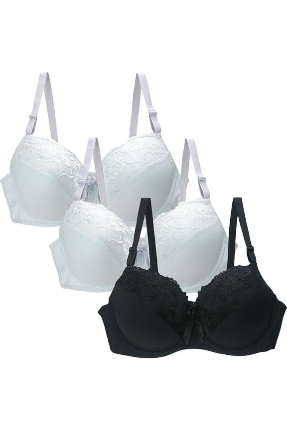 Womens 3 Pack Everyday Bras, Women Wirefree Bras for Women Full Coverage No Underwire Everyday Bras Comfortable Wireless Padded Bras S-2XL