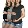 thumbnail image 1 of Womens 3 Pack Maternity Short Sleeve Shirt Ruched Side Cozy Pregnancy Tops, 1 of 5