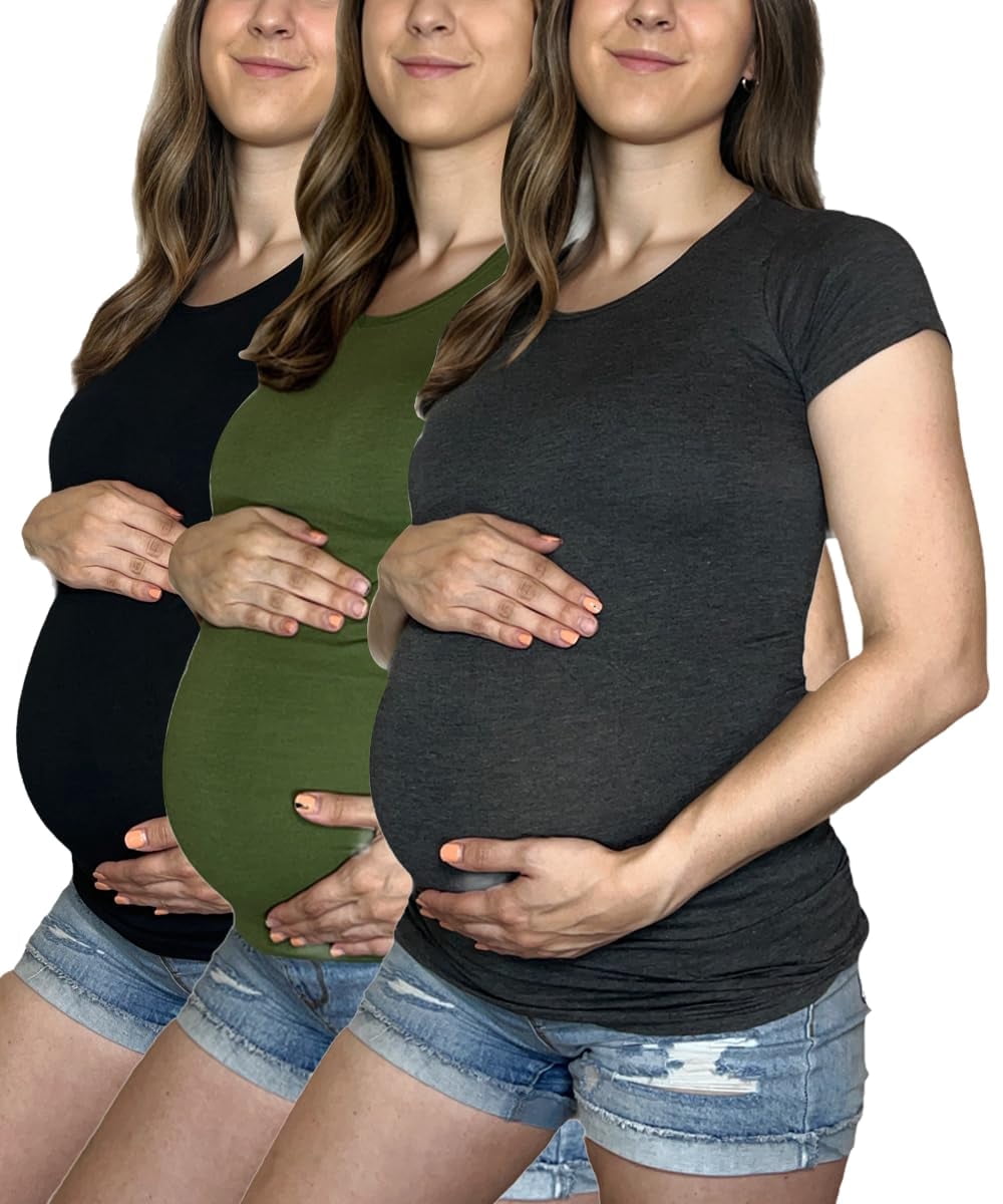 MISS POPULAR Womens 3 Pack Maternity Short Sleeve