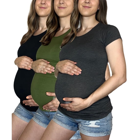 MISS POPULAR Womens 3 Pack Maternity Short Sleeve