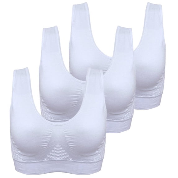 Womens 3 Pack Seamless Wire Free Bra Low Impact Sports Bra Yoga Sleep Daily Bras with Removable Pads