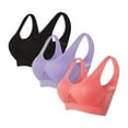 thumbnail image 1 of Womens 3 Pack Seamless Wireless Bras Sports Bra Wirefree Yoga Bra With Removable Pads Sports Bras for Women Plus Size, 1 of 6