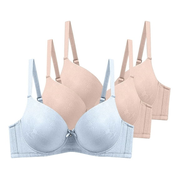 Womens 3 Pack Underwire Push-Up Bras Trendy Jacquard Full Coverage Brassiere Large Breast Supportive D Cup Bras Multicolor, 40/90D