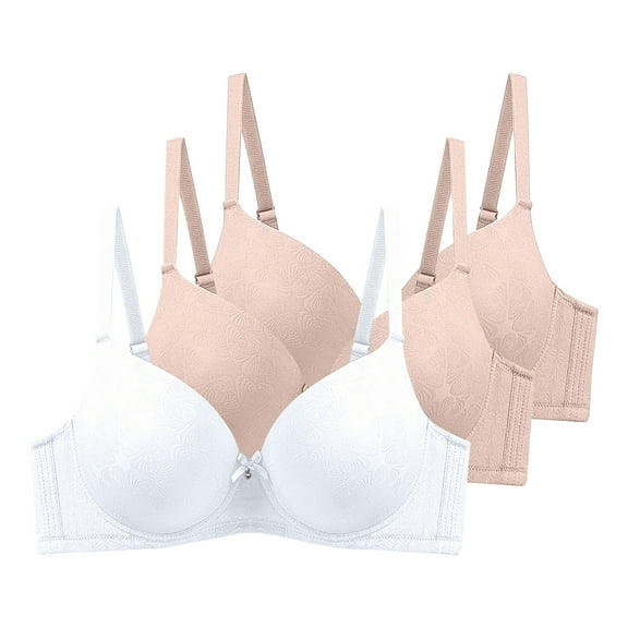 Womens 3 Pack Underwire Push-Up Bras Trendy Jacquard Full Coverage Brassiere Large Breast Supportive D Cup Bras Multicolor, 40/90D