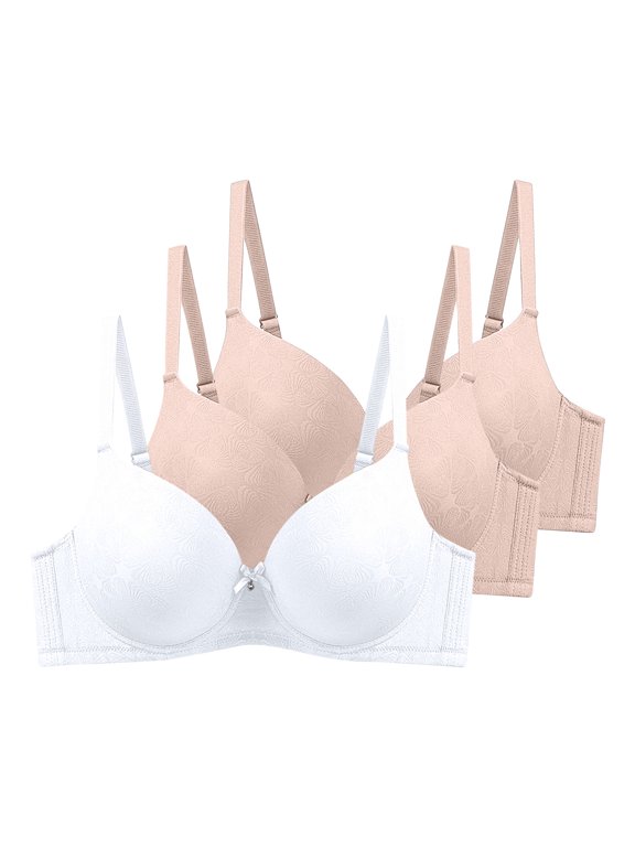 Womens 3 Pack Underwire Push-Up Bras Trendy Jacquard Full Coverage Brassiere Large Breast Supportive D Cup Bras Multicolor, 40/90D
