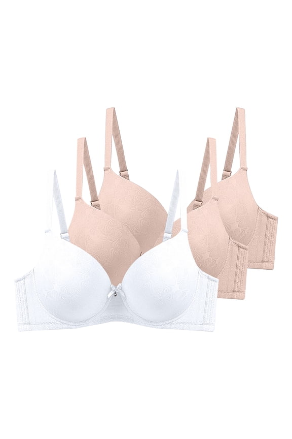 Womens 3 Pack Underwire Push-Up Bras Trendy Jacquard Full Coverage Brassiere Large Breast Supportive D Cup Bras Multicolor, 40/90D