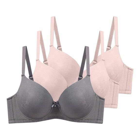 Womens 3 Pack Underwire Push-Up Bras Trendy Jacquard Full Coverage Brassiere Large Breast Supportive D Cup Bras Multicolor, 40/90D