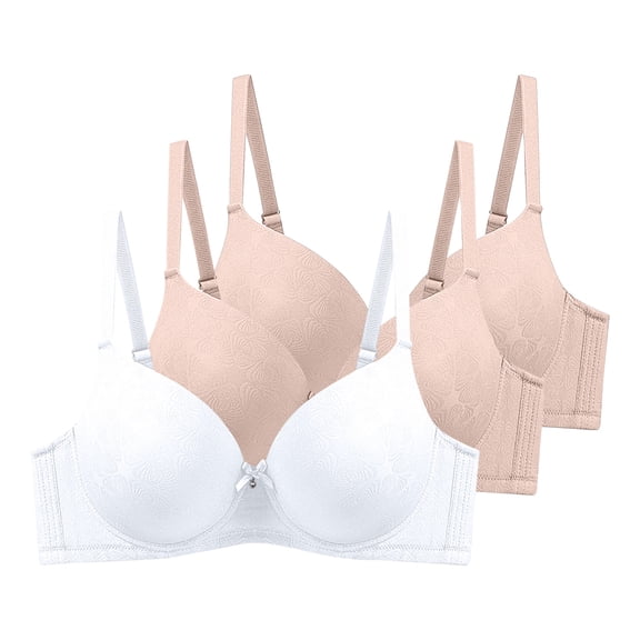 Womens 3 Pack Underwire Push-Up Bras Trendy Jacquard Full Coverage Brassiere Large Breast Supportive D Cup Bras Multicolor, 42/95D