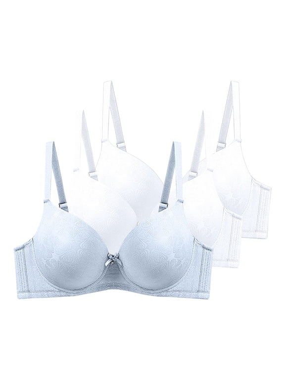 Womens 3 Pack Underwire Push-Up Bras Trendy Jacquard Full Coverage Brassiere Large Breast Supportive D Cup Bras Multicolor, 42/95D