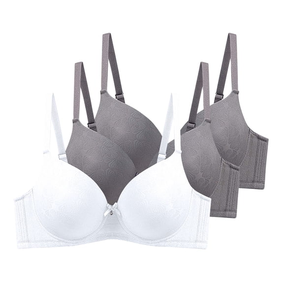 Womens 3 Pack Underwire Push-Up Bras Trendy Jacquard Full Coverage Brassiere Large Breast Supportive D Cup Bras Multicolor, 44/100D