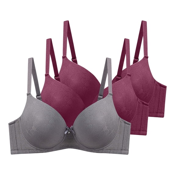 Womens 3 Pack Underwire Push-Up Bras Trendy Jacquard Full Coverage Brassiere Large Breast Supportive D Cup Bras Multicolor, 44/100D