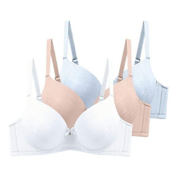 Womens 3 Pack Underwire Push-Up Bras Trendy Jacquard Full Coverage Brassiere Large Breast Supportive D Cup Bras Multicolor, 46/105D