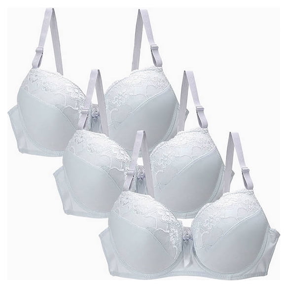 Womens 3 Packs Bras B Cup Lace Splice Bras for Women Full Coverage Padded Comfortable Underwear Tshirt Bra