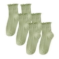 thumbnail image 1 of Womens 3-Pairs Ruffle Ankle Socks Solid Color Everyday Casual Socks Soft Breathable Cotton Blend Crew Socks Comfy Lightweight Sock Set with Lace Great Gift for Girls Teens Women, 1 of 3
