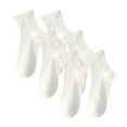thumbnail image 1 of Womens 3-Pairs Ruffle Ankle Socks Solid Color Everyday Casual Socks Soft Breathable Cotton Blend Crew Socks Comfy Lightweight Sock Set with Lace Great Gift for Girls Teens Women, 1 of 3