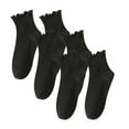 thumbnail image 1 of Womens 3-Pairs Ruffle Ankle Socks Solid Color Everyday Casual Socks Soft Breathable Cotton Blend Crew Socks Comfy Lightweight Sock Set with Lace Great Gift for Girls Teens Women, 1 of 3