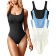 thumbnail image 1 of Womens 3 Piece Bodysuits Sexy Ribbed Sleeveless Square Neck Sleeveless Tank Tops Bodysuits Summer Outfits 2023 Trendy, 1 of 3