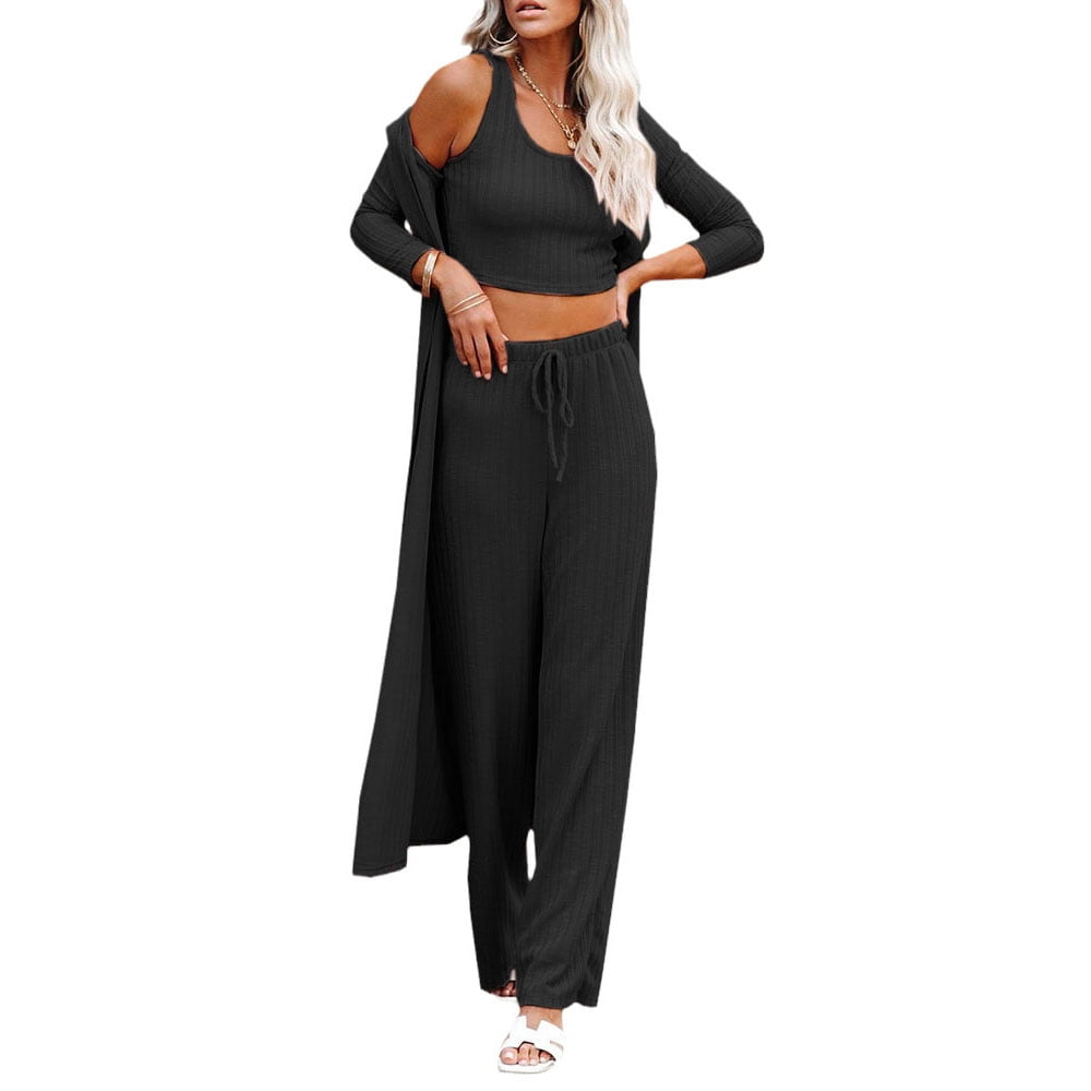 Cotton Lounge Set Cotton Jersey Lounge Set Basic Long Sleeve Crop Top and  Low Rise Flare Pants Set Lounge for Women 2 Piece (Black Long Sleeves,M) :  : Clothing, Shoes & Accessories