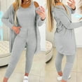 thumbnail image 1 of Womens 3 Piece Sets Holiday Usmixi Womens Homewear Sets Long Sleeve Cardigan and Tank Top and Drawstring Pant Lounge Sets Casual Solid Sleepwear Sets Pajamas Sets Up to 65% off, 1 of 6