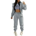 thumbnail image 1 of Womens 3-Piece Tracksuit - Lined Hoodie, Pants & Joggers - Letter Print, Sport Casual Set - S-XXL, 1 of 7