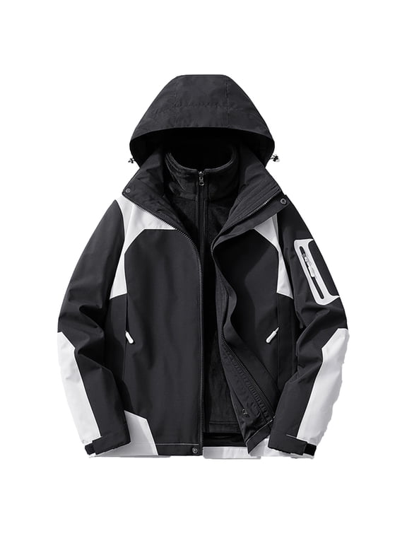 Womens 3 in 1 Winter Ski Coats Waterproof Snow Raincoats with Fleece Inner Warm Windbreaker Jacket Parka Dark Gray, XL