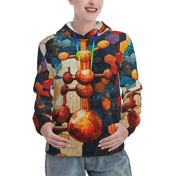 Womens 3D Print Sweatshirts Hooded Top Pullover Hoodie, Chemistry Patterns Art