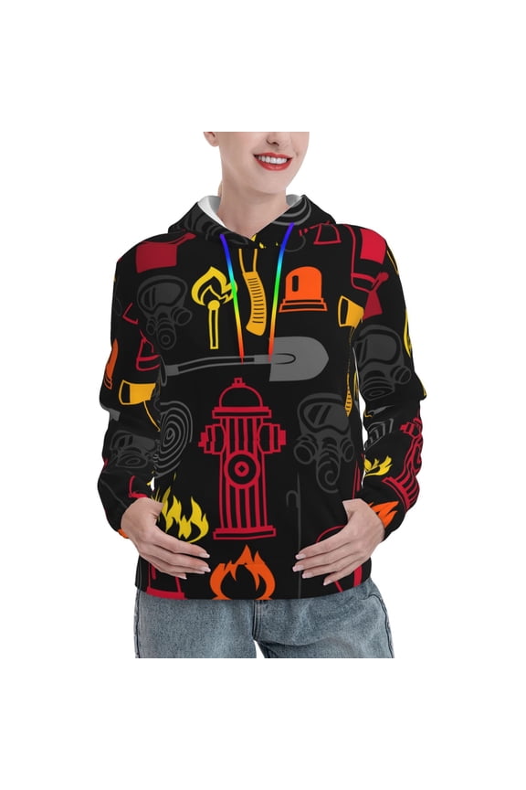 Womens 3D Print Sweatshirts Hooded Top Pullover Hoodie, Firefighting Items Fire Firefighter Fighter