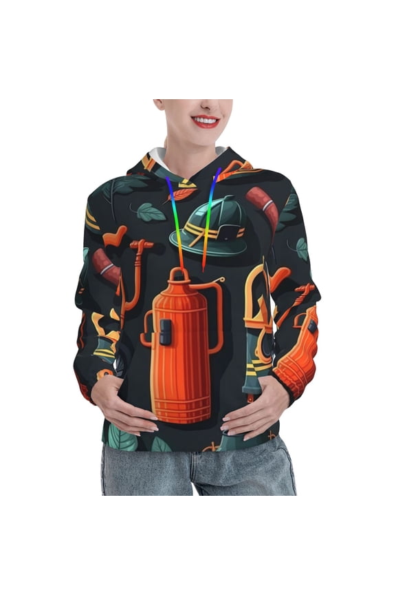 Womens 3D Print Sweatshirts Hooded Top Pullover Hoodie, Firefighting Items Firefighter Fire Fighter