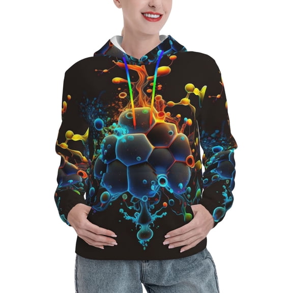 Womens 3D Print Sweatshirts Hooded Top Pullover Hoodie, Molecule Acid Chemistry Psychedelic