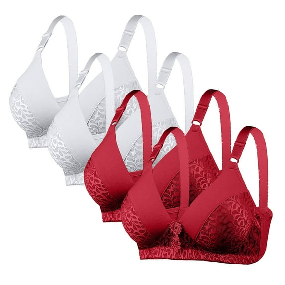 Womens 4 Pack Bras, Multi Pack Bras for Women Wireless Soft Pad Sleeping T Shirt Bra Full Coverage Yoga Workout Everyday Wear Bralette S-XL
