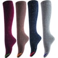 thumbnail image 1 of Womens 4 Pairs Soft Comfortable Durable & Truly Beautiful Knee High Cotton Boot Socks HR158212 Size 6-9(4 Color w/o Black), 1 of 5
