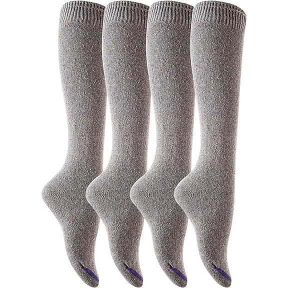 Womens 4 Pairs Soft Comfortable Durable & Truly Beautiful Knee High Cotton Boot Socks HR158212 Size 6-9(Gray)