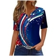 thumbnail image 1 of Womens 4Th Of July Patriotic T-Shirts，Summer Independence Day Tee Shirts for Womens American Flag Printed Tunic Top Henley Neck Tees Front Button Short Sleeve Tops Beach Holiday Usa Flag Star Blouses, 1 of 5