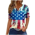 thumbnail image 1 of Womens 4Th Of July Patriotic T-Shirts，Summer Independence Day Tee Shirts for Womens American Flag Printed Tunic Top Henley Neck Tees Front Button Short Sleeve Tops Beach Holiday Usa Flag Star Blouses, 1 of 5