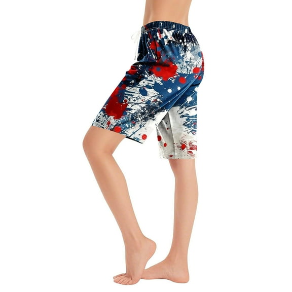 Womens 4Th of July Shorts Drawstring Elastic Waist Put On Strech Joggers Shorts Usa Flag Star Printed Beach Shorts Quick Dry Active Shorts Independence Day Holiday Party Shorts 2025 Summer