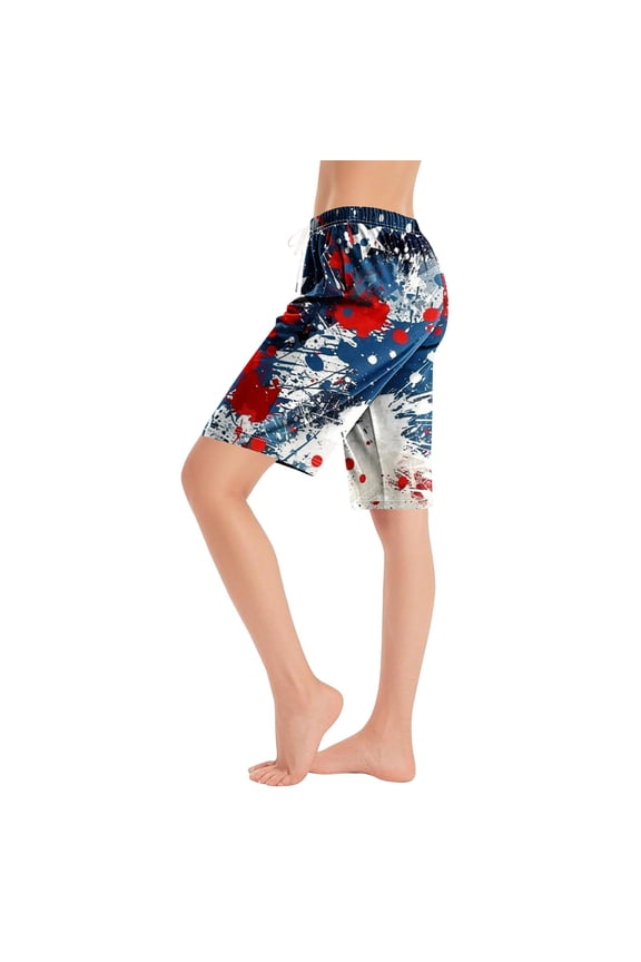 Womens 4Th of July Shorts Drawstring Elastic Waist Put On Strech Joggers Shorts Usa Flag Star Printed Beach Shorts Quick Dry Active Shorts Independence Day Holiday Party Shorts 2025 Summer