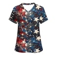 thumbnail image 1 of Womens 4Th of July Summer Scrub Tops Independence Day Workwear Protective Shirts V Neck Tee Short Sleeve Tops Soft Stretch Tunic Blouses USA Flag Star Patriotic T Shirts, 1 of 5