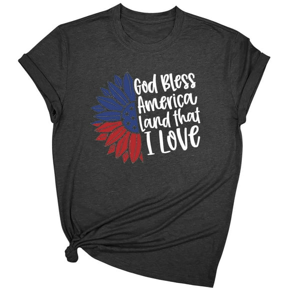 Womens 4Th Of July Summer T Shirts，Summer Patriotic T-Shirts Round Neck Tee Shirts Usa Flag Star Stripe Tops Causal Vintage Tunic Blouses Vacation Beach Party Going Out Clothes Tees Shirt