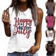 thumbnail image 1 of Womens 4Th Of July Summer Tank Tops Independence Day Sleeveless Shirts Round Neck Tee Camisole Usa Flag Star Printed Tunics Tee Vacation Beach Party Camis Beach Holiday Tees, 1 of 2