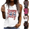 thumbnail image 1 of Womens 4Th Of July Summer Tank Tops Independence Day Sleeveless Shirts Round Neck Tee Camisole Usa Flag Star Printed Tunics Tee Vacation Beach Party Camis Beach Holiday Tees, 1 of 2