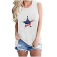thumbnail image 1 of Womens 4Th of July Summer Tank Tops Round Neck Tee Sleeveless Shirts USA Flag Star Printed Patriotic Tee Shirts Slim Fitted Dressy Shirts Camisole Slim Fitted Vest Workout Beach Holiday Camis, 1 of 4