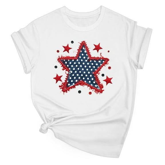 Womens 4Th Of July Summer Tops，American Flag Graphic T-Shirt Round Neck Tees Short Sleeve Tops Independence Day Patriotic T-Shirts Comfort Casual T-Shirt Going Out Beach Holiday Outfits 2025