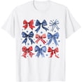 thumbnail image 1 of Womens 4Th Of July Coquette Bow Ribbon Red White And Blue T-Shirt Unisex S-5XL Hot Trending Shirt, Vintage Birthday Gift, 1 of 3