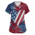 thumbnail image 1 of Womens 4th of July Scrub Tops Casual Short Sleeve USA Flag Print Scrubs V Neck USA 250th Anniversary Celebration Party Scrub Shirts Medical Nurse Uniform Nursing Workwear with Pockets Navy 3XL, 1 of 5