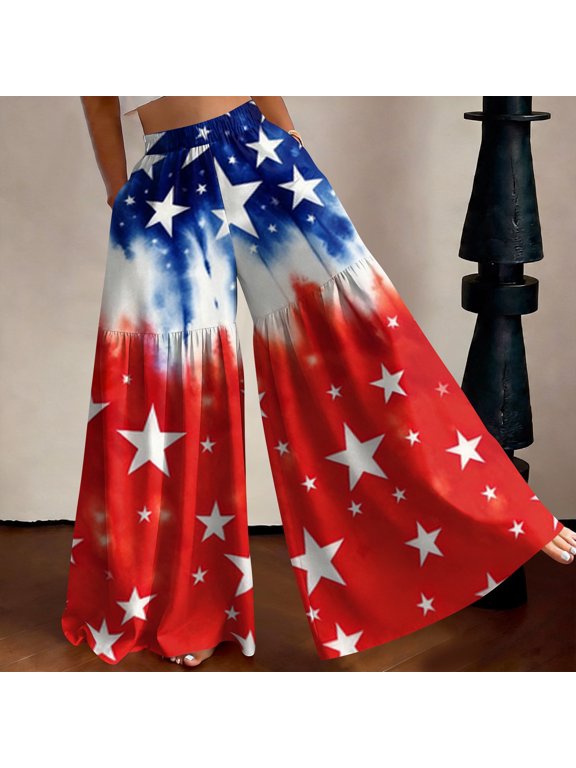 Womens 4th Of July Pajamas American Flag Womens Pajama Pants Patriotic Sleep Pants Stretch Stripes Print Cute Long Pants Bottoms Pants
