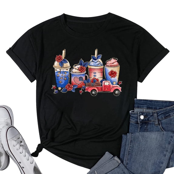 Womens 4th of July Coffee Sweatshirt, Fourth Of July Sweatshirt, Patriotic Sweatshirt, Independence Day Gift, 4Th Of July Sweatshirt Black 4X-Large