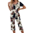 thumbnail image 1 of Womens 4th of July Pajama Sets Independece Day Patriotic Star Print Nightwears Short Sleeve Top and Capri Pants PJ Sets, 1 of 6