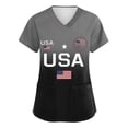 thumbnail image 1 of Womens 4th of July Scrub Tops USA Flag Print Short Sleeve Nurse Working Uniforms Soft Stretchy American 250 Anniversary Scrub T Shirts, 1 of 4