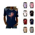 thumbnail image 1 of Womens 4th of July Shirts 250 Anniversary USA Graphic Tee American Flag Print Crewneck Patriotic Summer Festival Top, 1 of 4